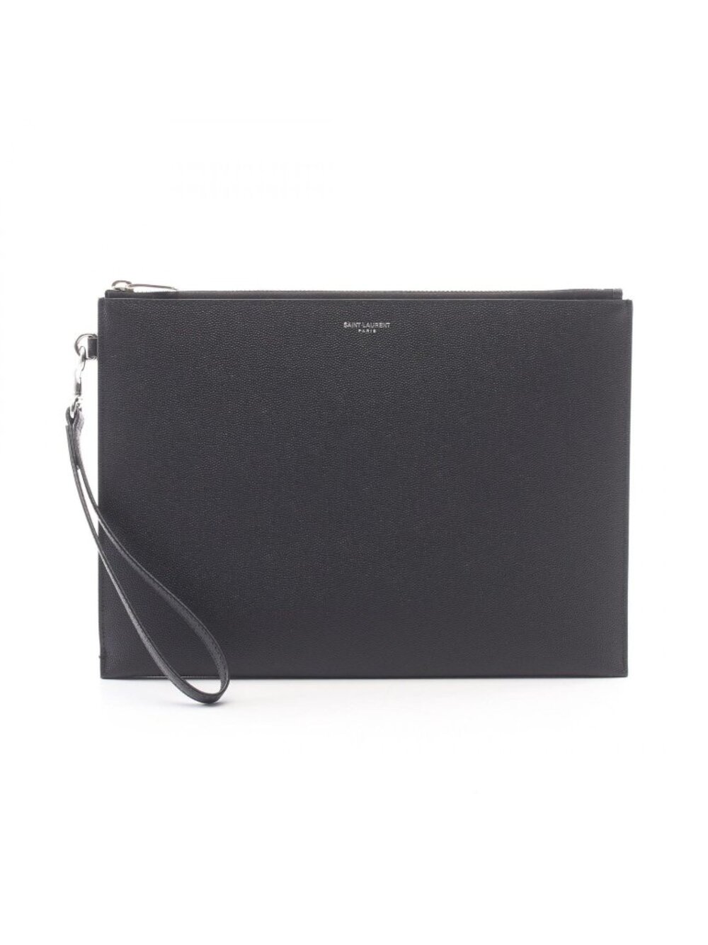 Saint Laurent Paris Clutch Zip Tablet Holder Black Leather